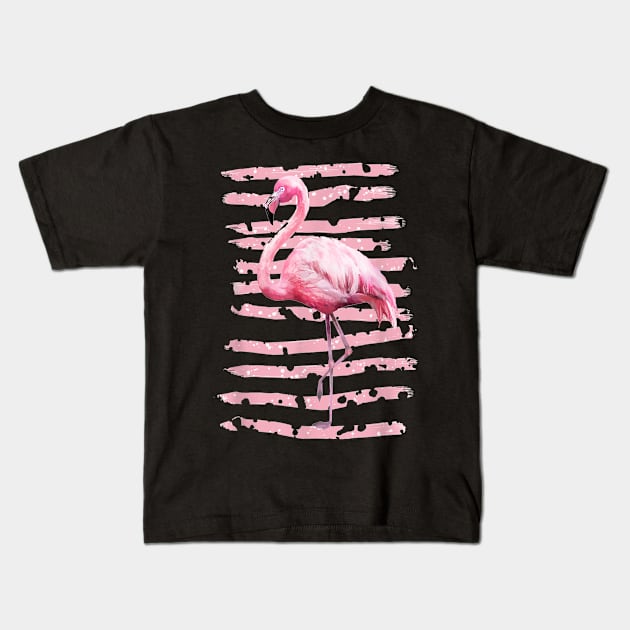 Flamingo and Tropical Summer Geometric Design Kids T-Shirt by Ortizhw